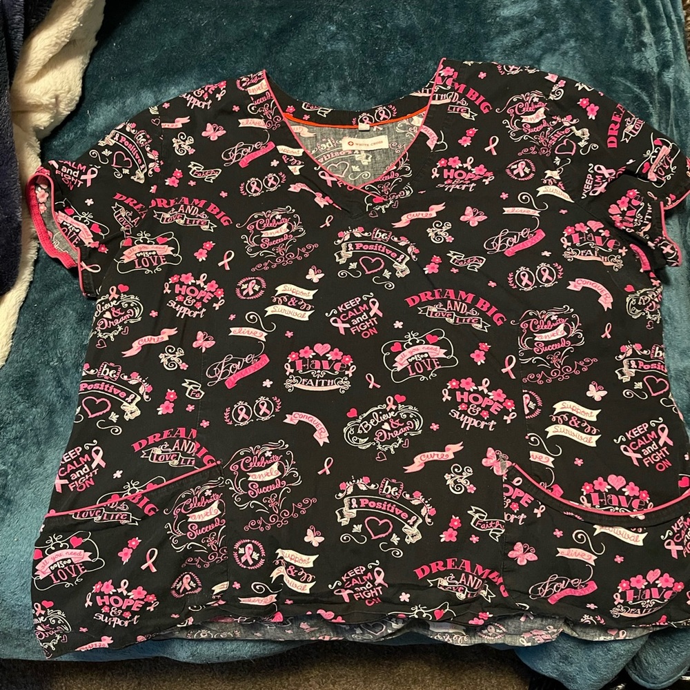 Scrub Top - Breast Cancer Awareness